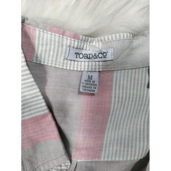 NWT Toad&Co Long Sleeve Striped Button Down Shirt Gray Pink Women's Size Medium - Picture 5 of 5